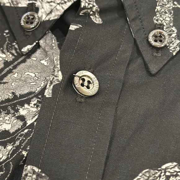 Alexander Mc Queen Mens Black Tree Graffiti Print Button Shirt - Picture 5 of 6